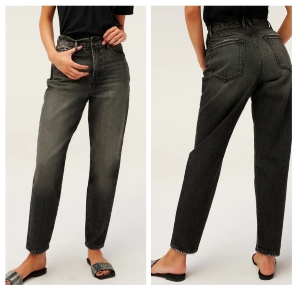 GOOD AMERICAN Mom Jeans High Waist Black Tapered